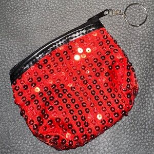 Chic Red Sequin Coin Bag
